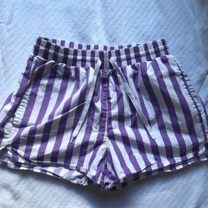 urban outfitters purple white striped shorts